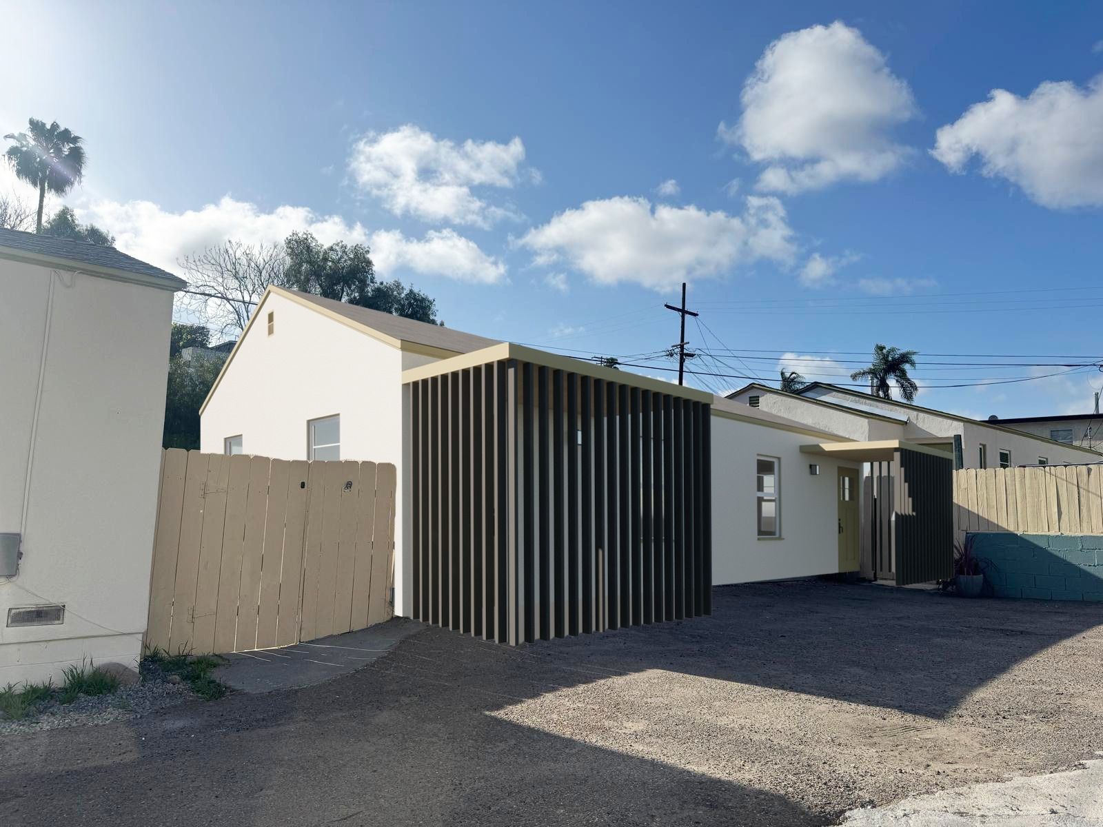 Rendering of a casita entry from the alley side